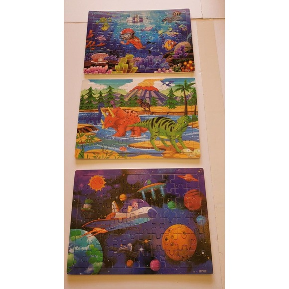 3 Wooden Puzzles 8 and half ×11. Has paper pictures insert for easy learning - Picture 1 of 12